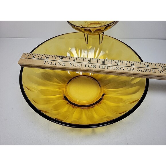 MCM Hazelware Brockway Gold Glass LYRIC Pattern Chip 'N Dip 3 Piece Set with Box - Picture 5 of 6